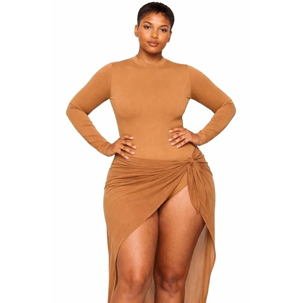 SKIMS Swim Long‎ Sleeve One Piece Almond 3X